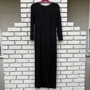 Vtg Jessica Howard Glitter Long Sleeve Maxi Dress in Black - Size 10